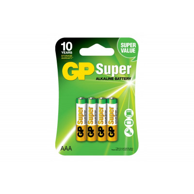 Батарейка блістер 4шт GP SUPER ALKALINE, 24A-U4, LR03, AAA